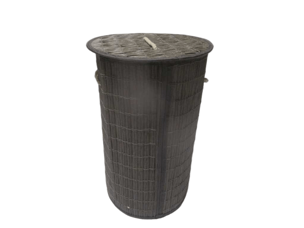 Laundry Hamper Panama Pe Rattan Round 58liter With Polybag Packing Dark Grey 35x35x60 Cm