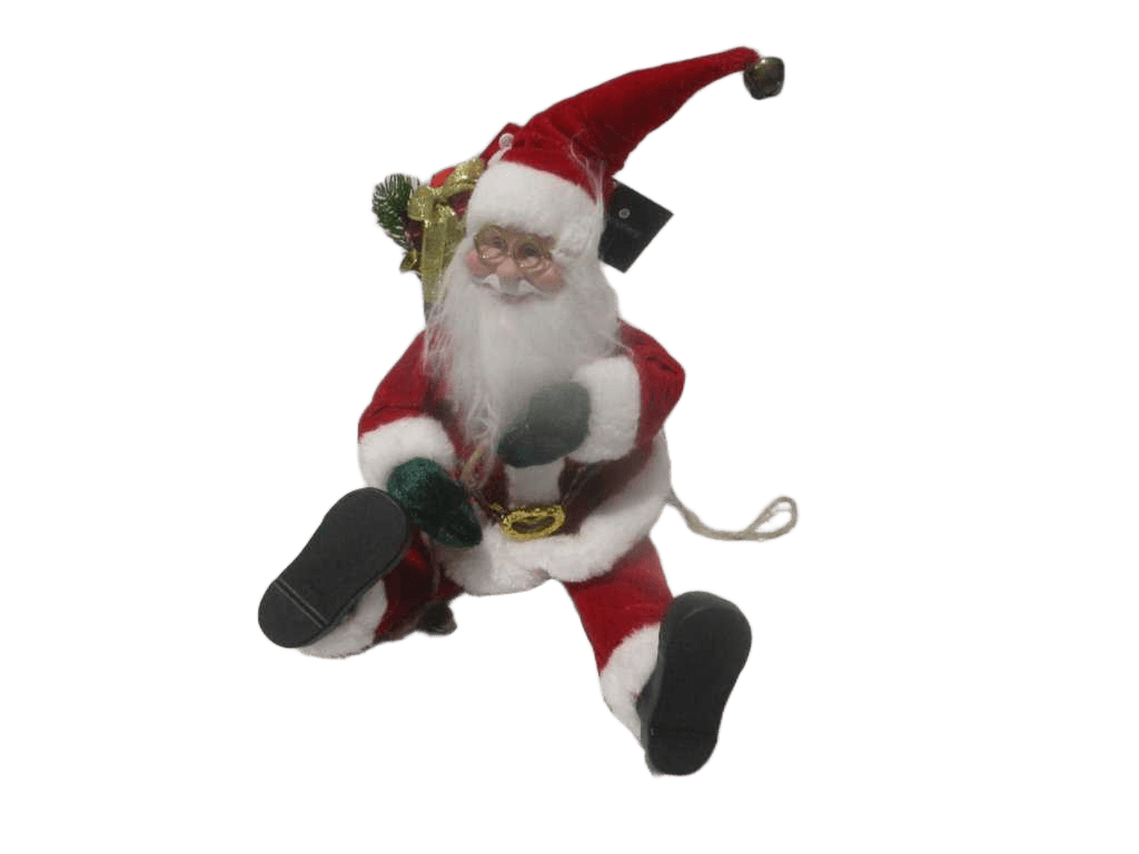 Velvet Santa On His Rope 30cm