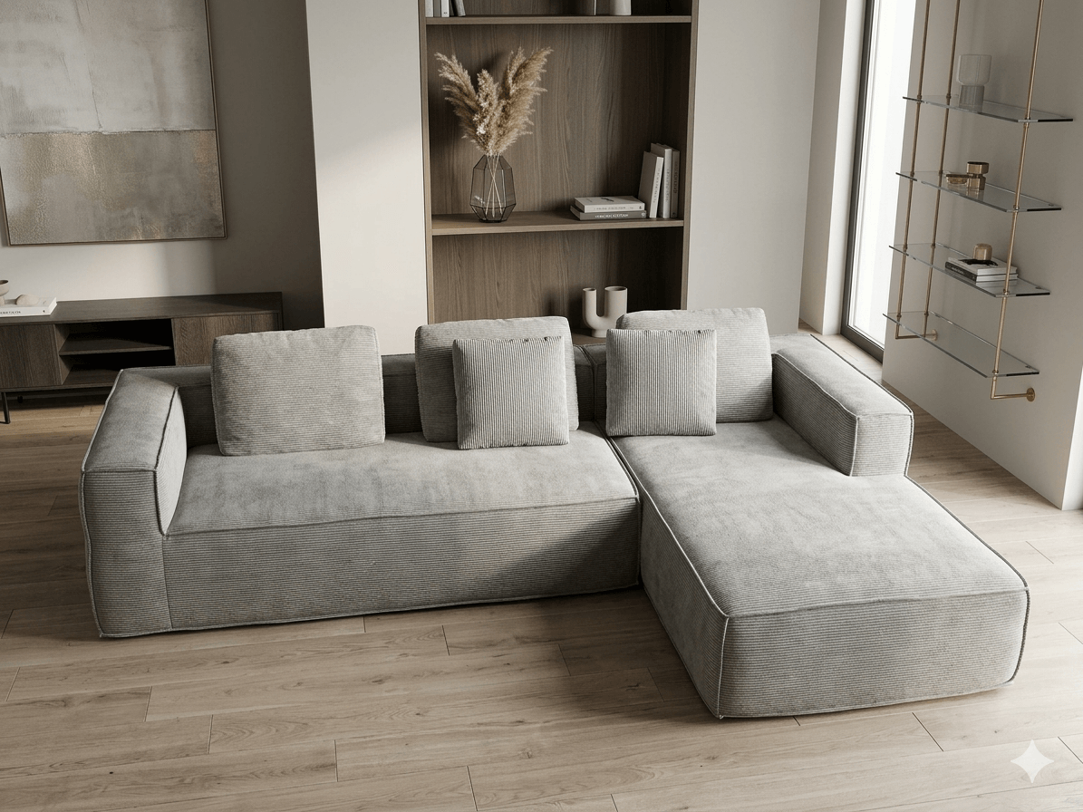 Sofa Corner Compressed With 3+2 Pillow Xhd047-19 Grey Fabric,foam 278x169x63