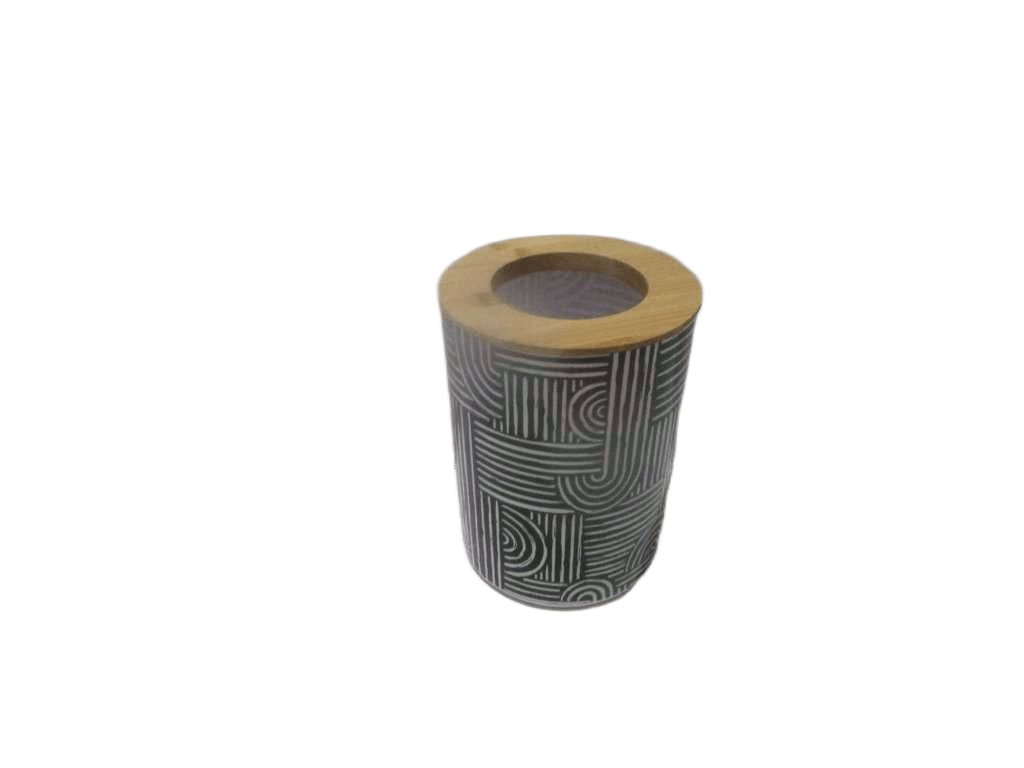 Dustbin Pp Imprimee Avec Couvercle Bambou 5l - Ethnic Vibes