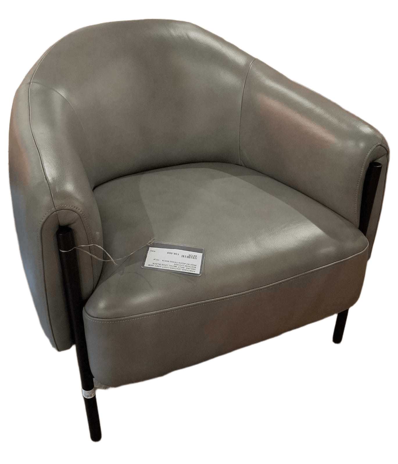 Armchair Leather Light Grey Semi Aniline Split Metal Legs Black 85x79x80 U741023