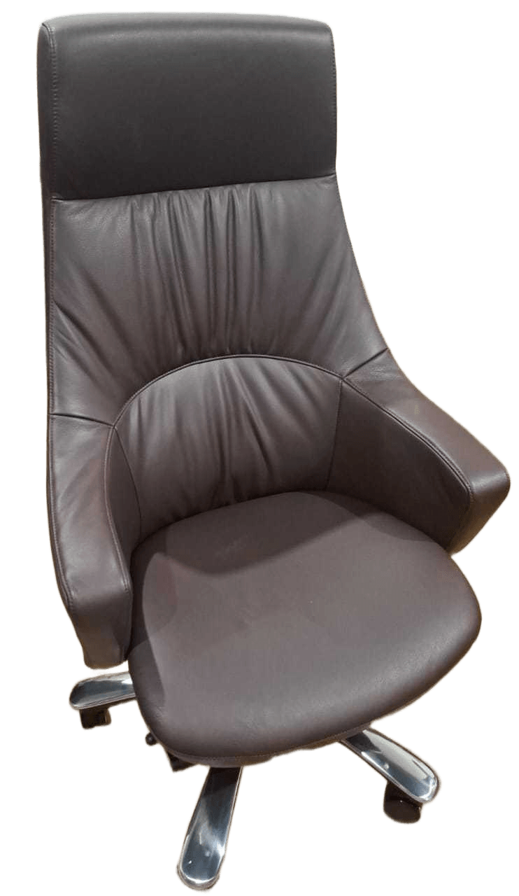 High Back Office Chair Leather Multi-Funtional Mechanism-Tilt + Lock + Lift Aluminum Base Leather 3072 Brown 68wx69dx120h