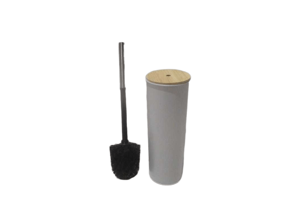 Brush Toilet Metal With Bamboo Lid - Gris Clair