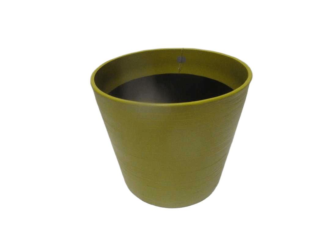 Flower Pot Banyan Pp With Hole+plug 1712g 100% Recyclable Olive Yellow Dia40xh35