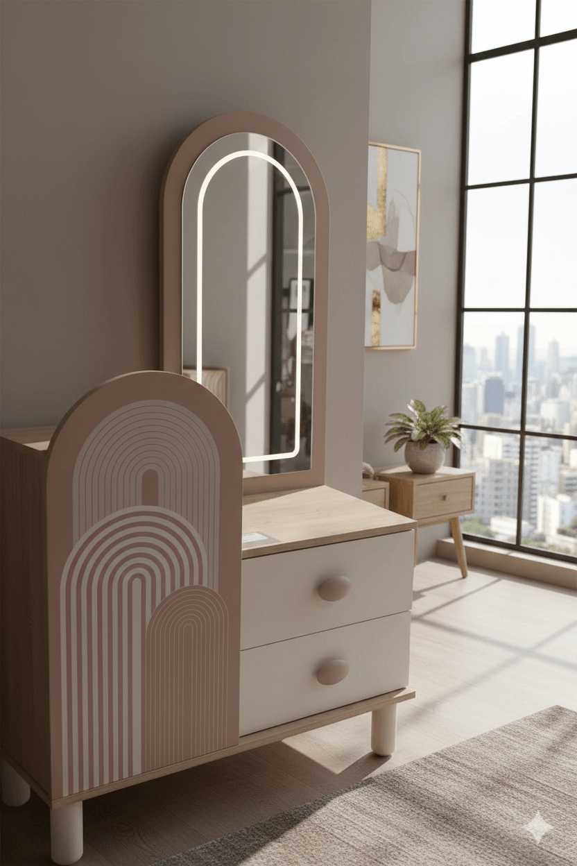 Dresser With Mirror 90x42x155cm