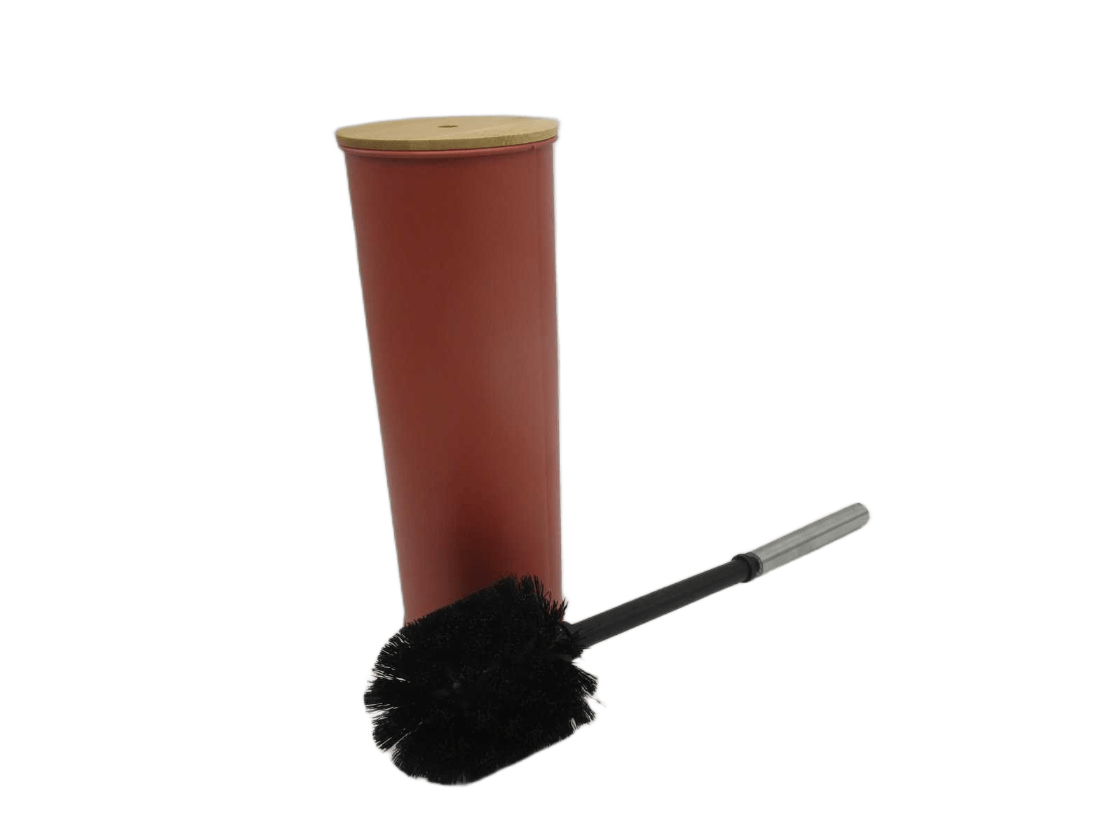 Toilet Brush Metal Bamboo Lid - Terracotta