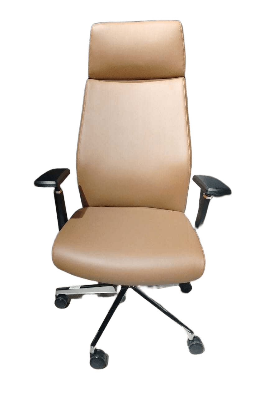 Office Chair Back:dk Brown Face: Camel 270-41+270-29 Pu Leather, Chrome Base 69x123x66