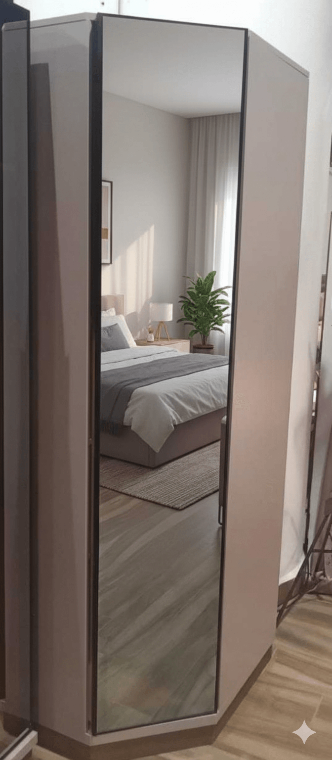 Wardrobe Corner Module With Door Glass Cappucino Corner : 83 X 83 X 41 Height: 230