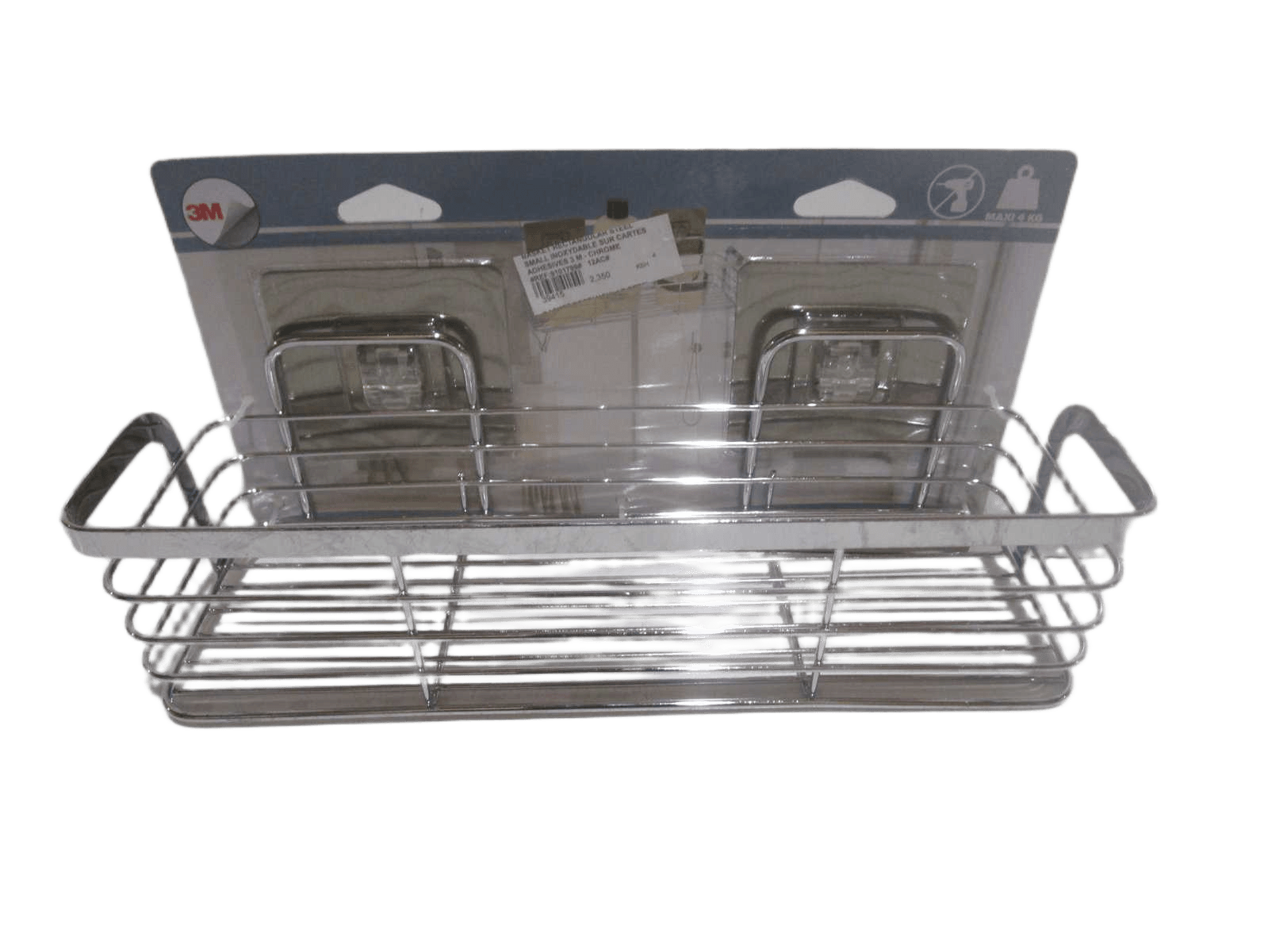 Basket Rectangular Steel Small Inoxydable Sur Cartes Adhesives 3 M - Chrome