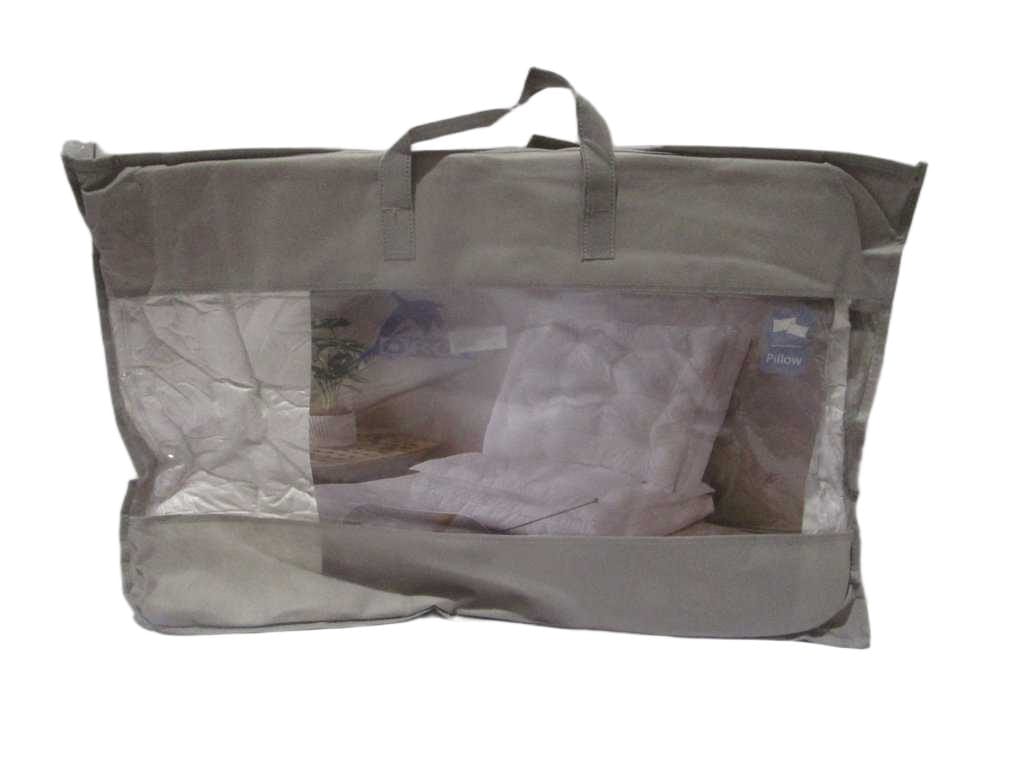 Pillow Double Layer :100%cotton Pillow With +position Brodery (Polyester 3d Hollow Fibre 1400grs) Fabric: 250fil/Cm2, 140x110 (Diam Fil : 40x40cm) 115-120g/M² 100% Cotton, Packing: Vacuum Handle Bag White Double Layer, W 3 White Piping 50x70