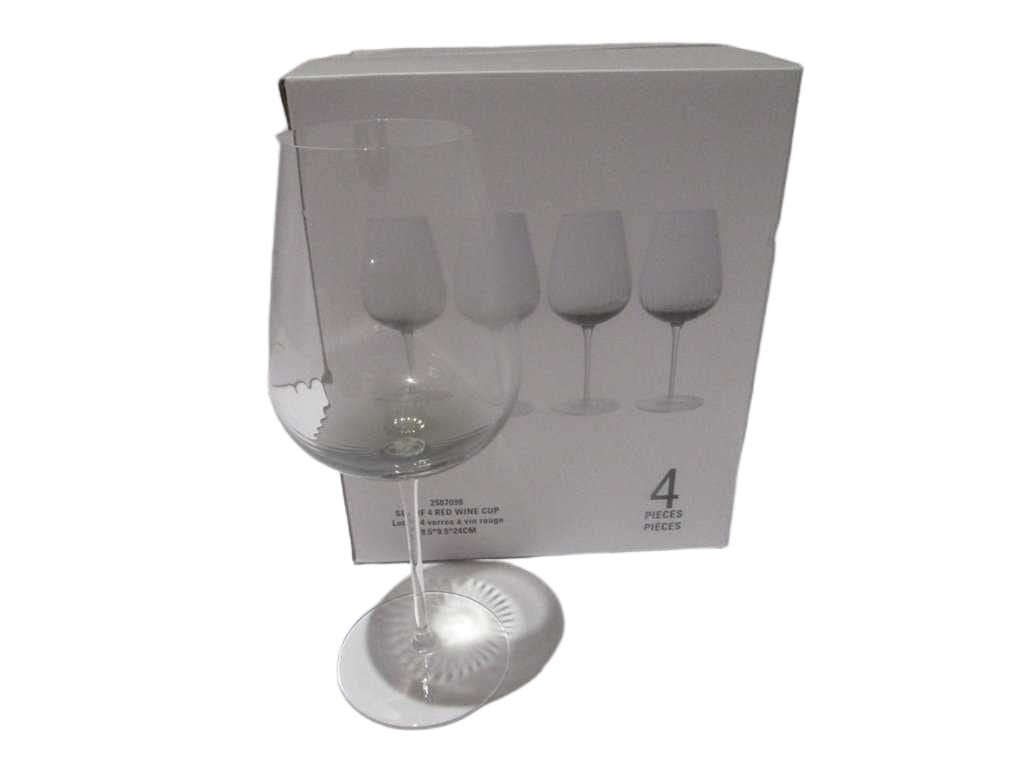 Wine Cup Set Of 4 Red , Crystal Colorbox 'clear/Grey '9.5*h24
