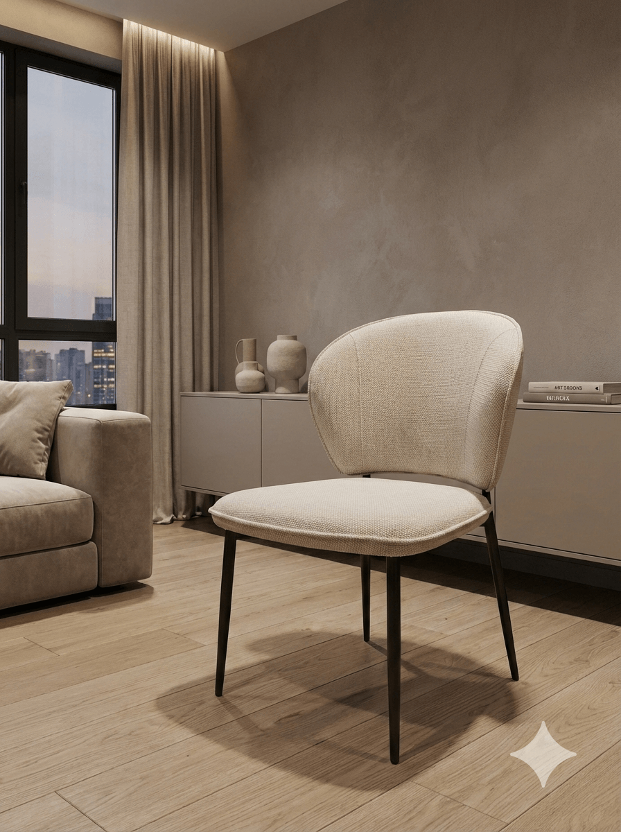 Dining Chair Black Metal Feet Uf925-02 Beige 51.5*49*84