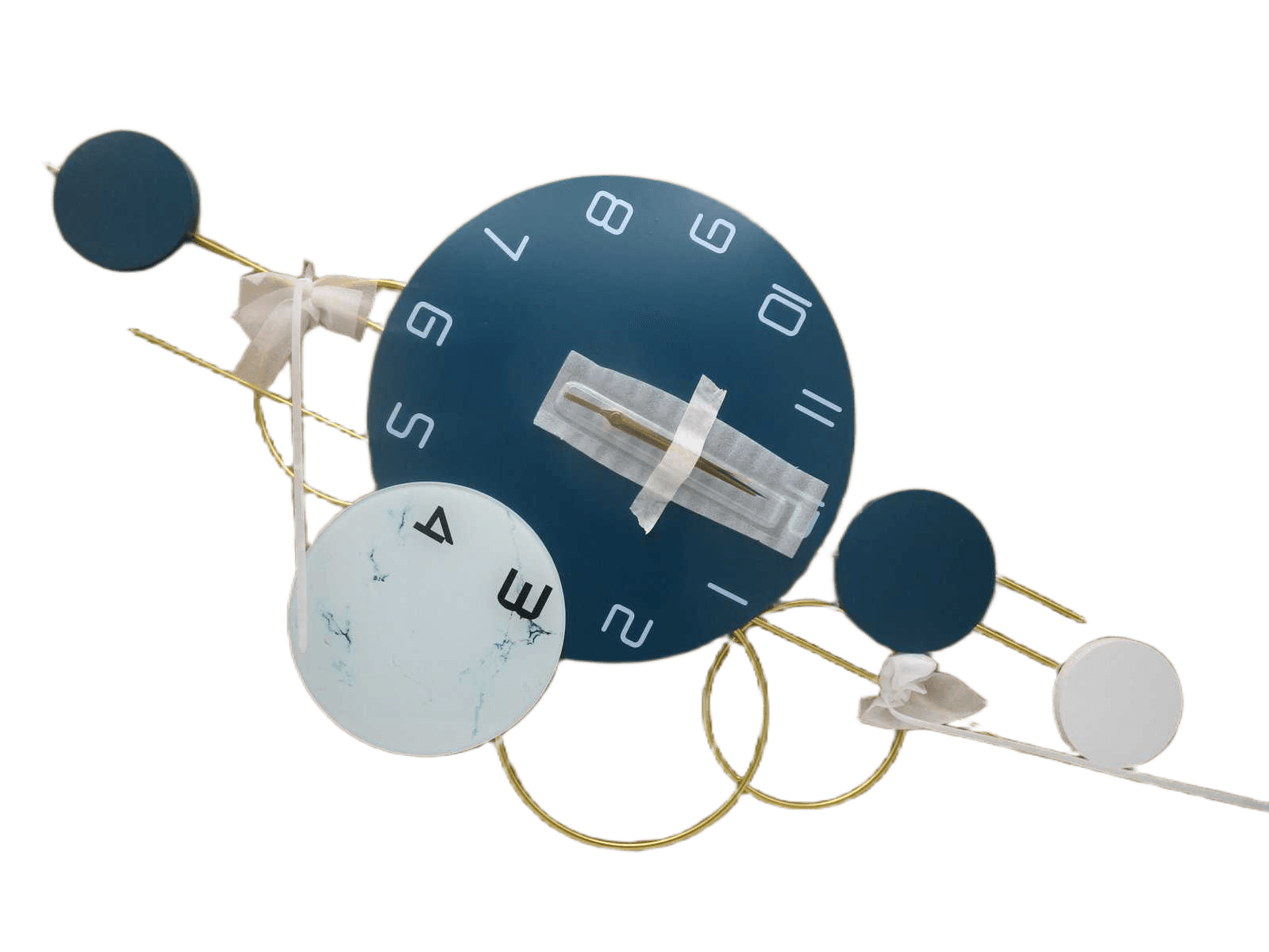 Clock Wallblue+white+gold 40*80cm