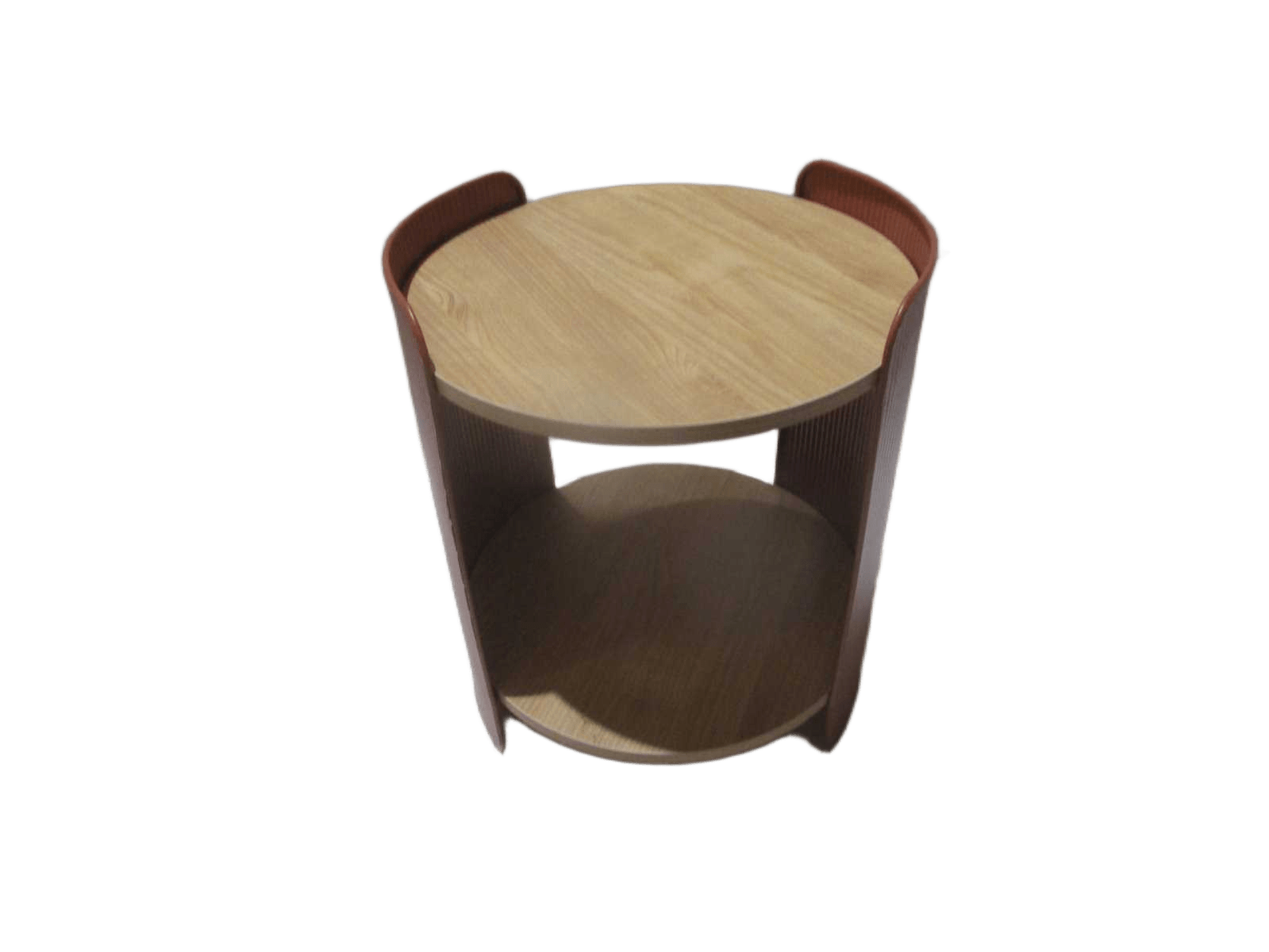 End Table Round Double Shelf In Solid Wood And Metal Natural Solid Wood / Terra 40x40x48 Cm