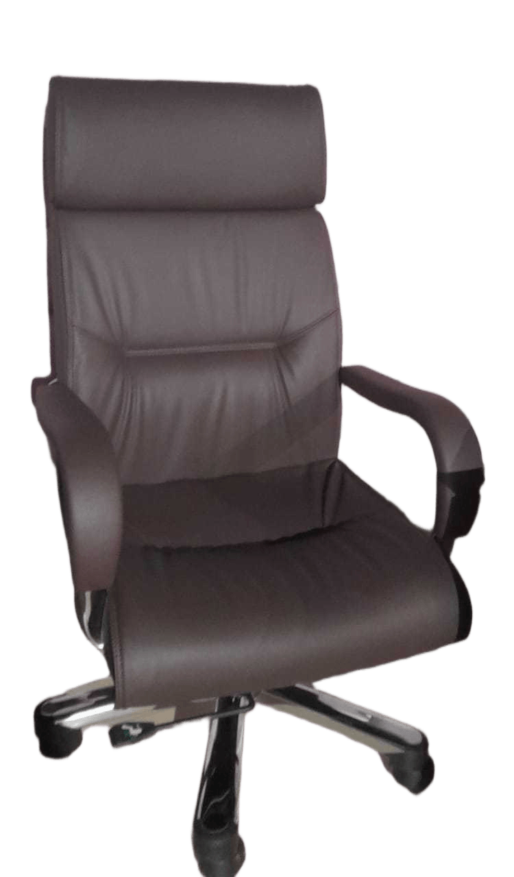 Swivel Chair, Pu, High Back Iron Chrome Arm / Iron Chrome Base Mechanism-Tilt + Lock + Lift 128 Brown 2cl=