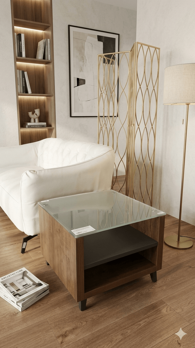 End Table M037 Golden Diamond - New Grey 600x600x480