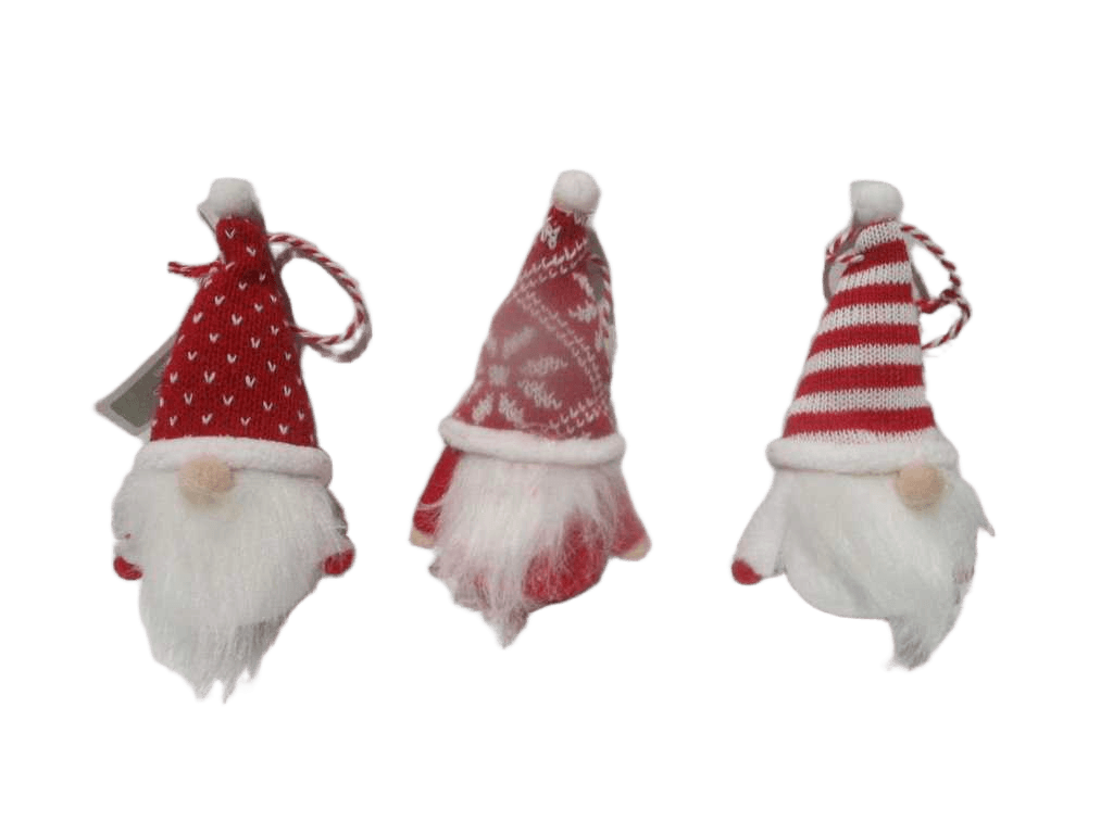 Gnome Hanging Deco 13cm 3ass