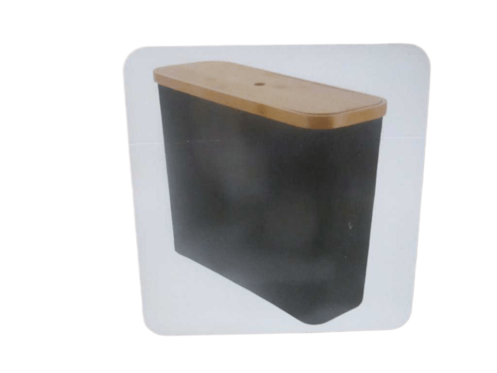 Toilet Paper Storage Box Polyester Fabric / Bamboo Lid - Black