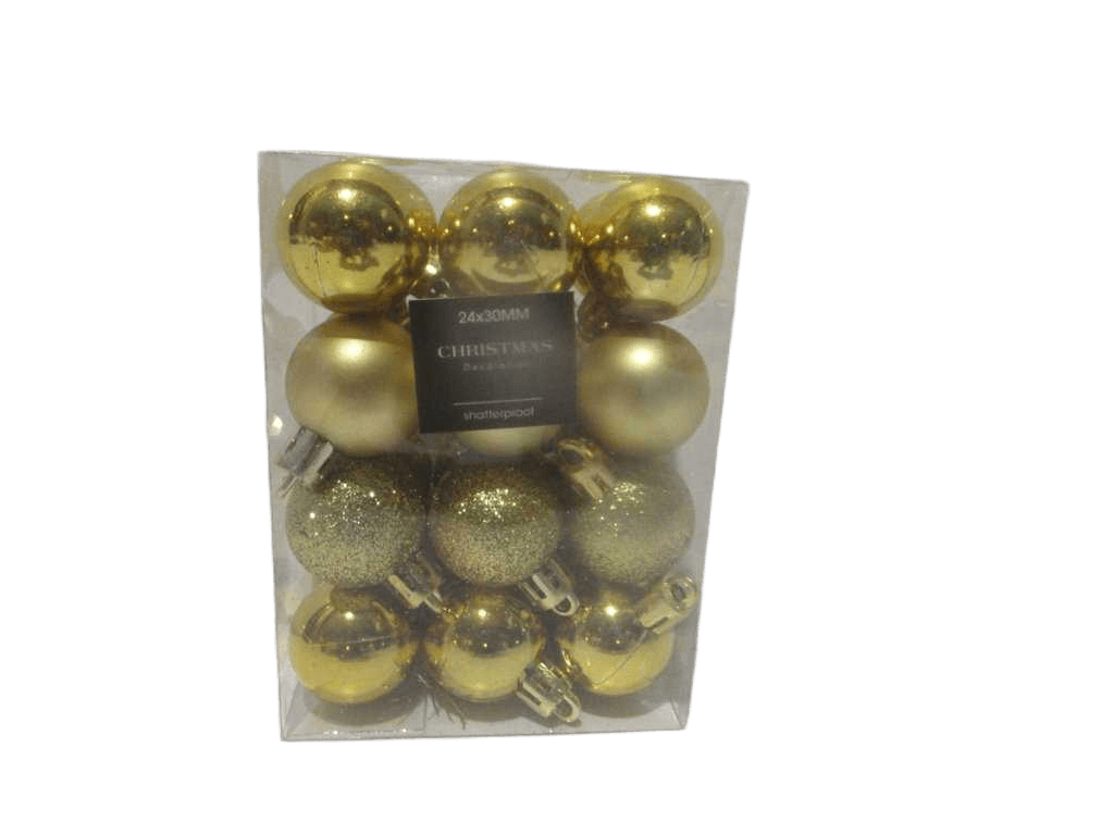 Ball Xmas 24x 30mm Gold Clr