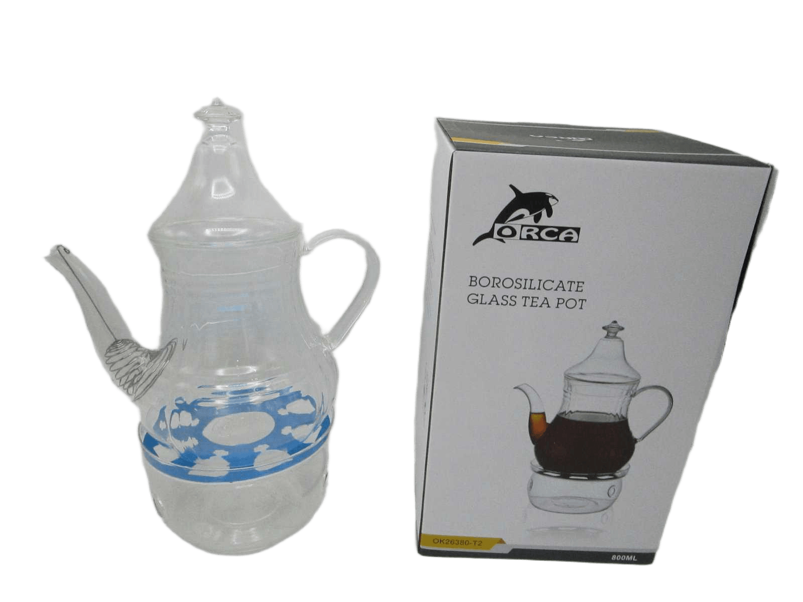 Tea Pot Borosilicate Glass With Heater Single Wall Heat Resistant 6-800ml 800ml Trans