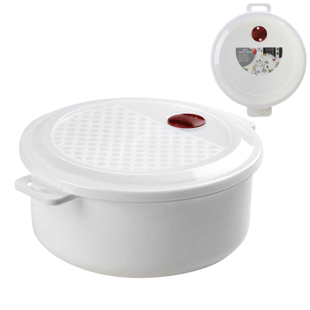 Microwave Box 3l Plastic With Ruby Wine D23cmxh11cm Valve