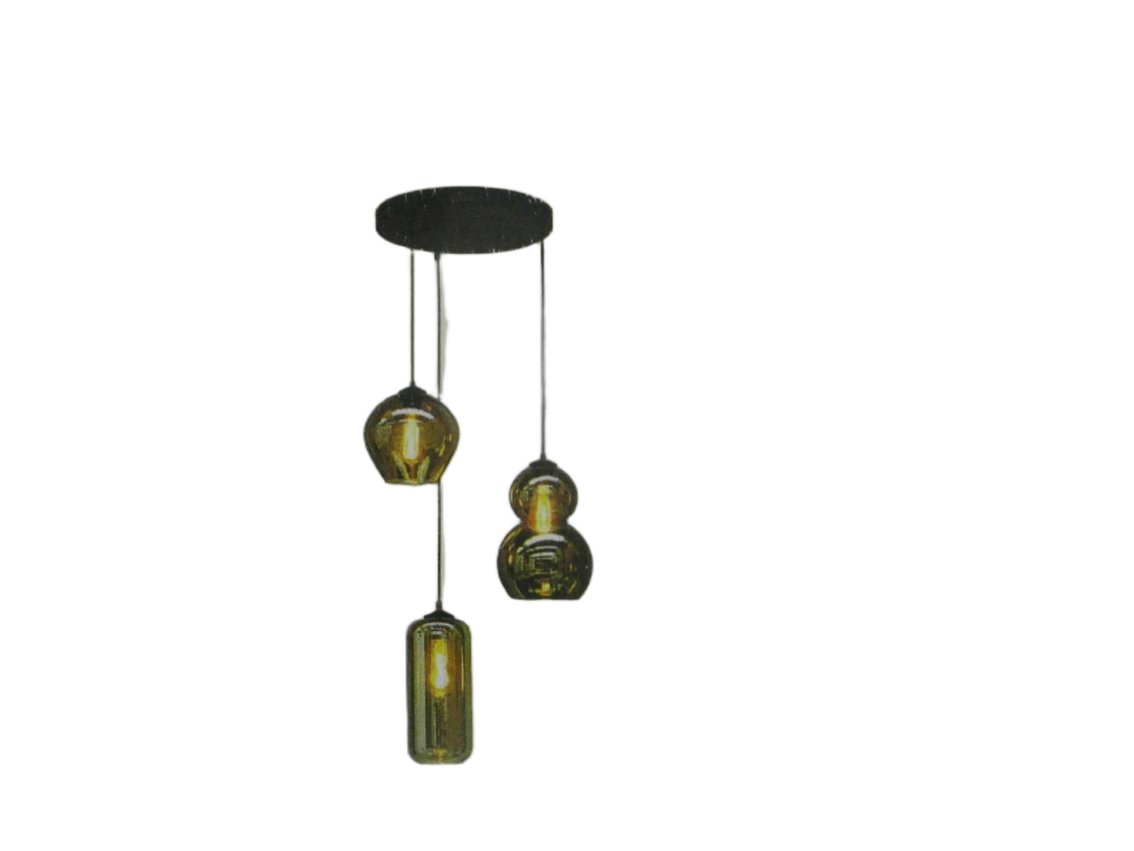 Hl Quinto 3-Light Matt Black Base Dia35cm Glass Smoke -2 + -3 + -5, Black Pvc Cable 180cm - Included Bulb Slx023960205 X3 Black Fume Glass - Black