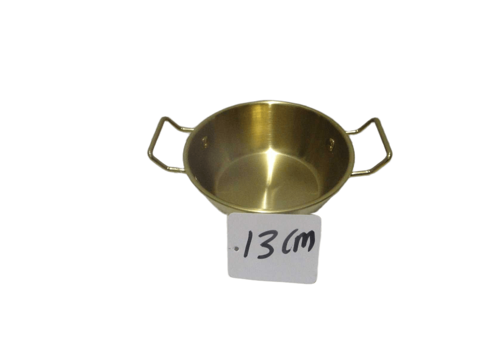 Bowl With 2 Ears Handle 201 Inox,chrome Hanging Tag+opp Bag Gold Matt Dia 13cm*5