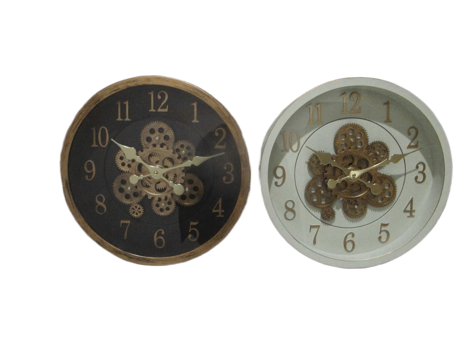 Clock-1390g Plastic+glass Dial With Gears White Display Box Beige Black Ass 40*40cm