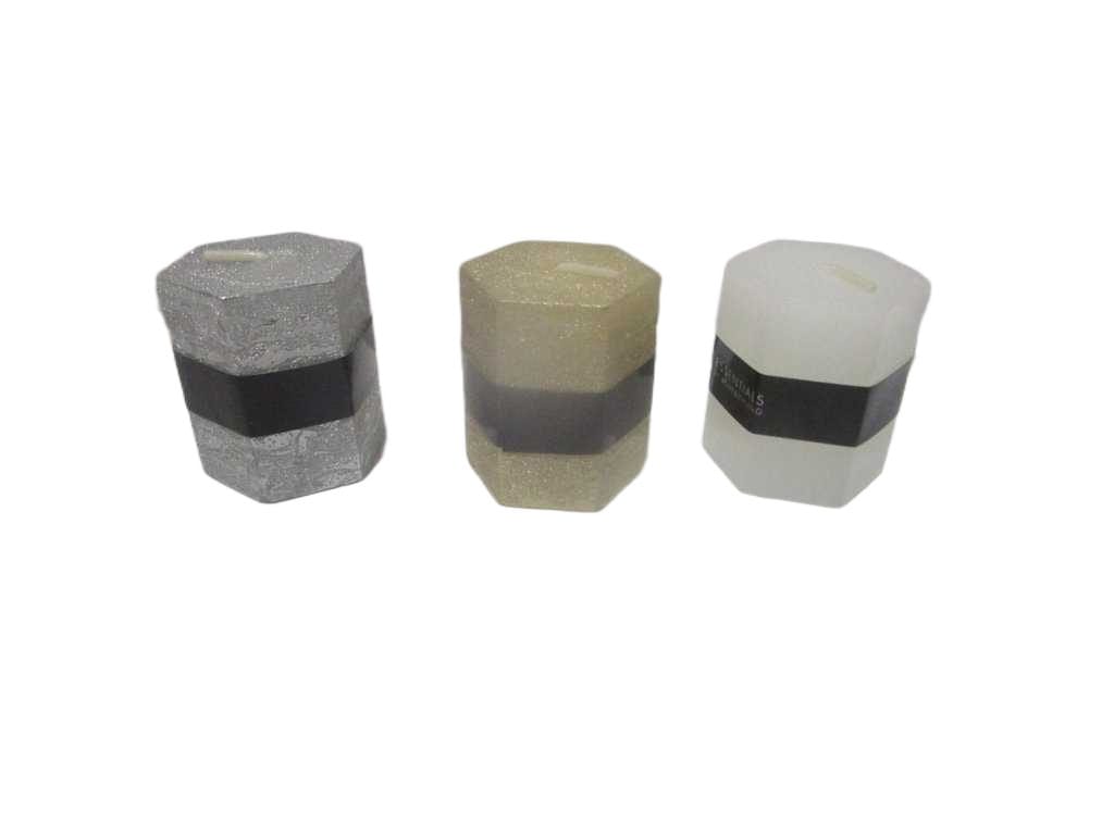 Pillar Candle Hexagon 4x5cm 3a