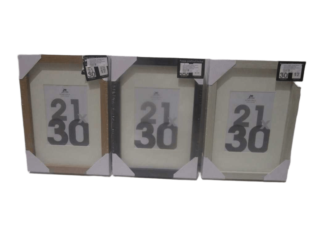 Photo Frame , Border Width 2cm, Border Hight 3cm Shrinking Packing 21x30 With Back Stand 3 Col Ass Walnut/Beige Wood/Black Wood 21x30 3cm 2cm