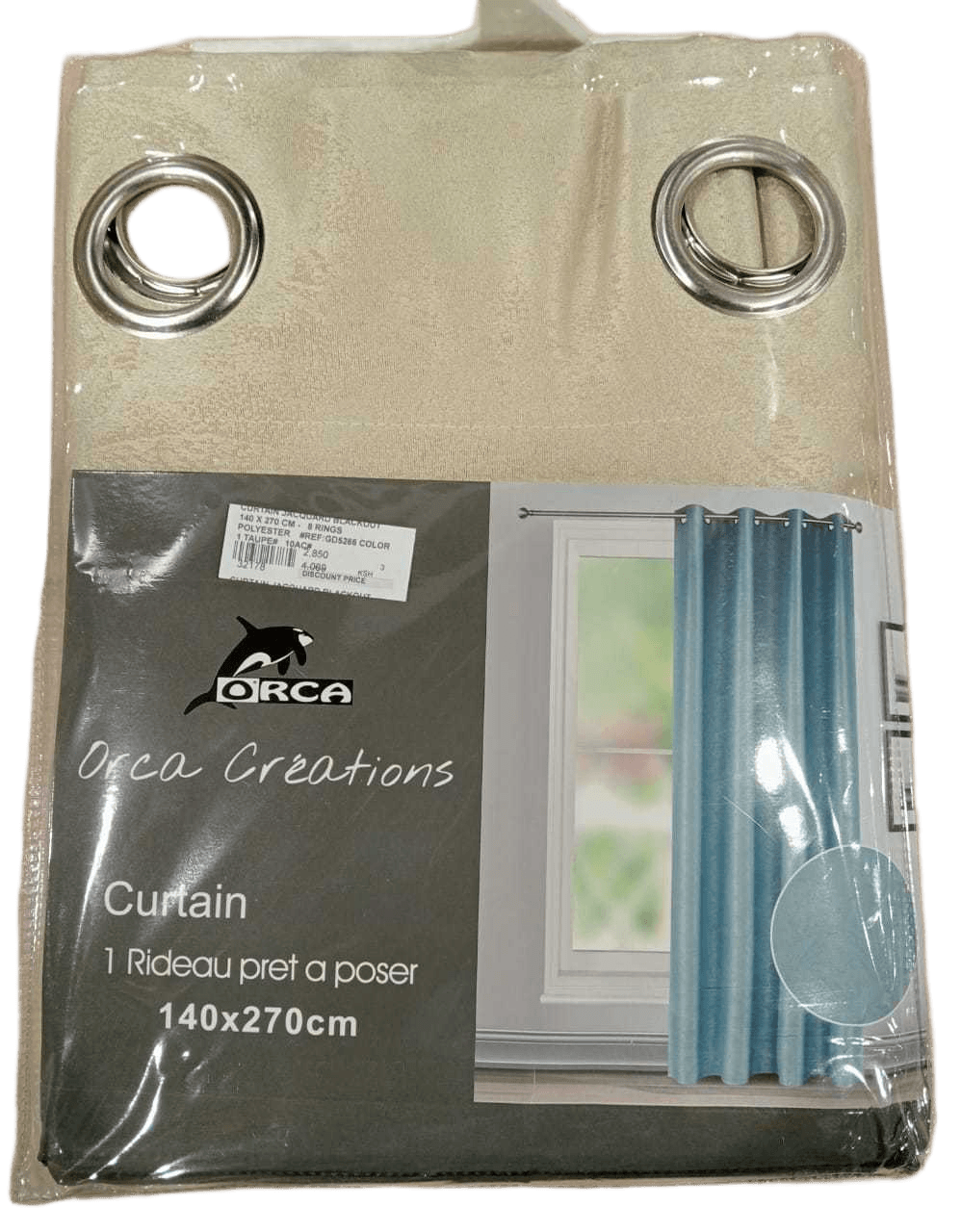 Curtain Jacquard Blackout 140 X 270 Cm - 8 Rings Polyester