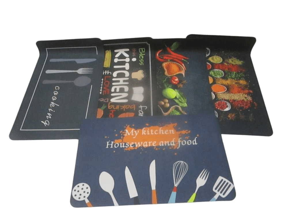 Kitchen Mat Hi Tec Textile, Rubber Back (5 Design Mix)2.5mm 600g/Pc Cooking+my Kitchen+vegetable+seasoner+kitchen 48x78