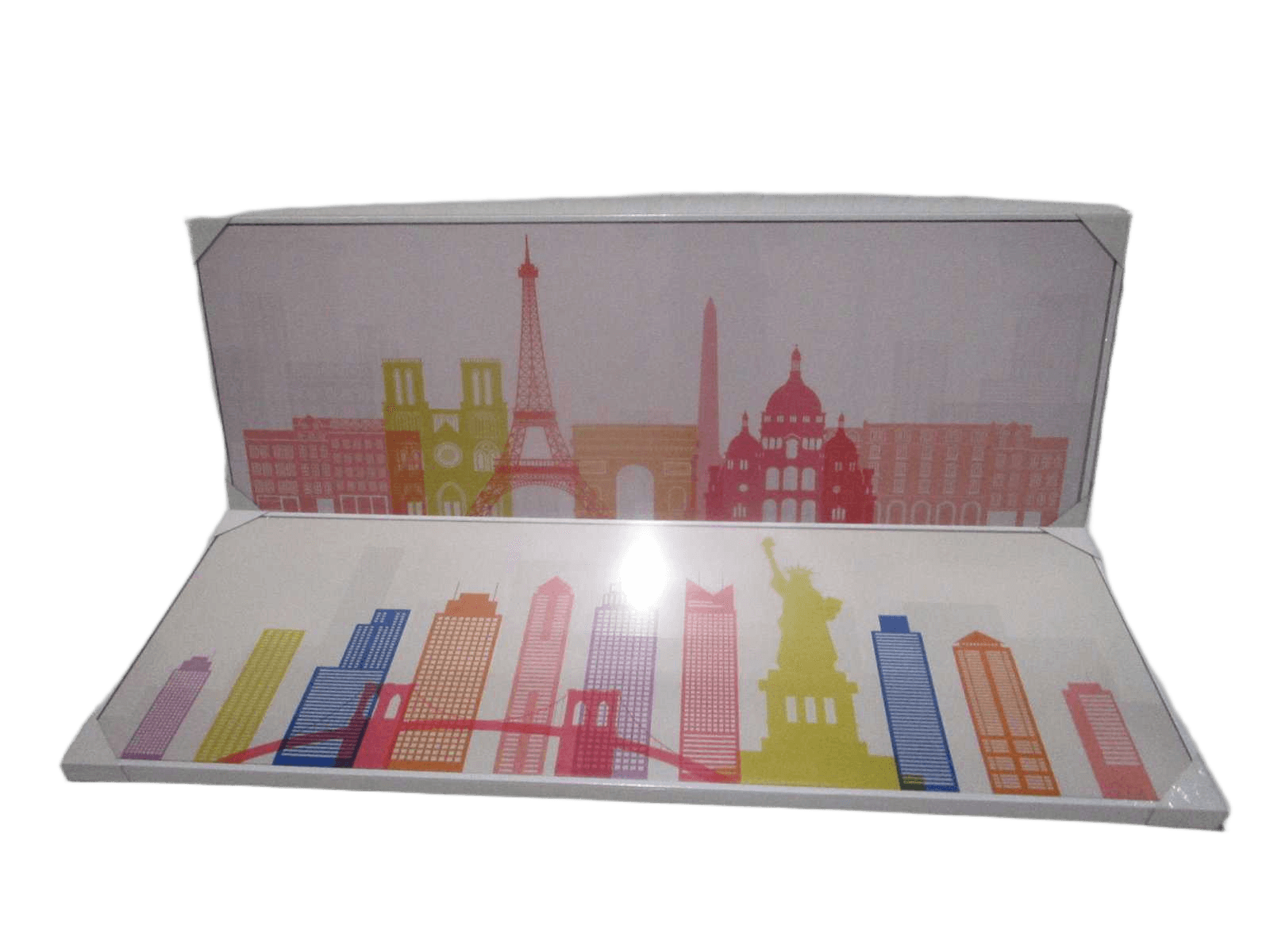 Canvas Printed 2 Assorted Wifh Mdf Back And Plastic Frame City