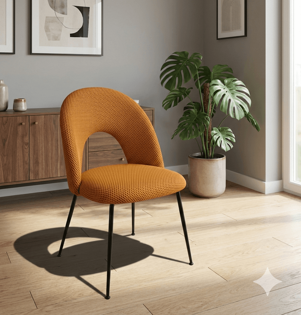 Chair Kd With Fabric And Metal Legs W49*d53*h81cm Mustard Fabric Wz3050-4 - Legs Black