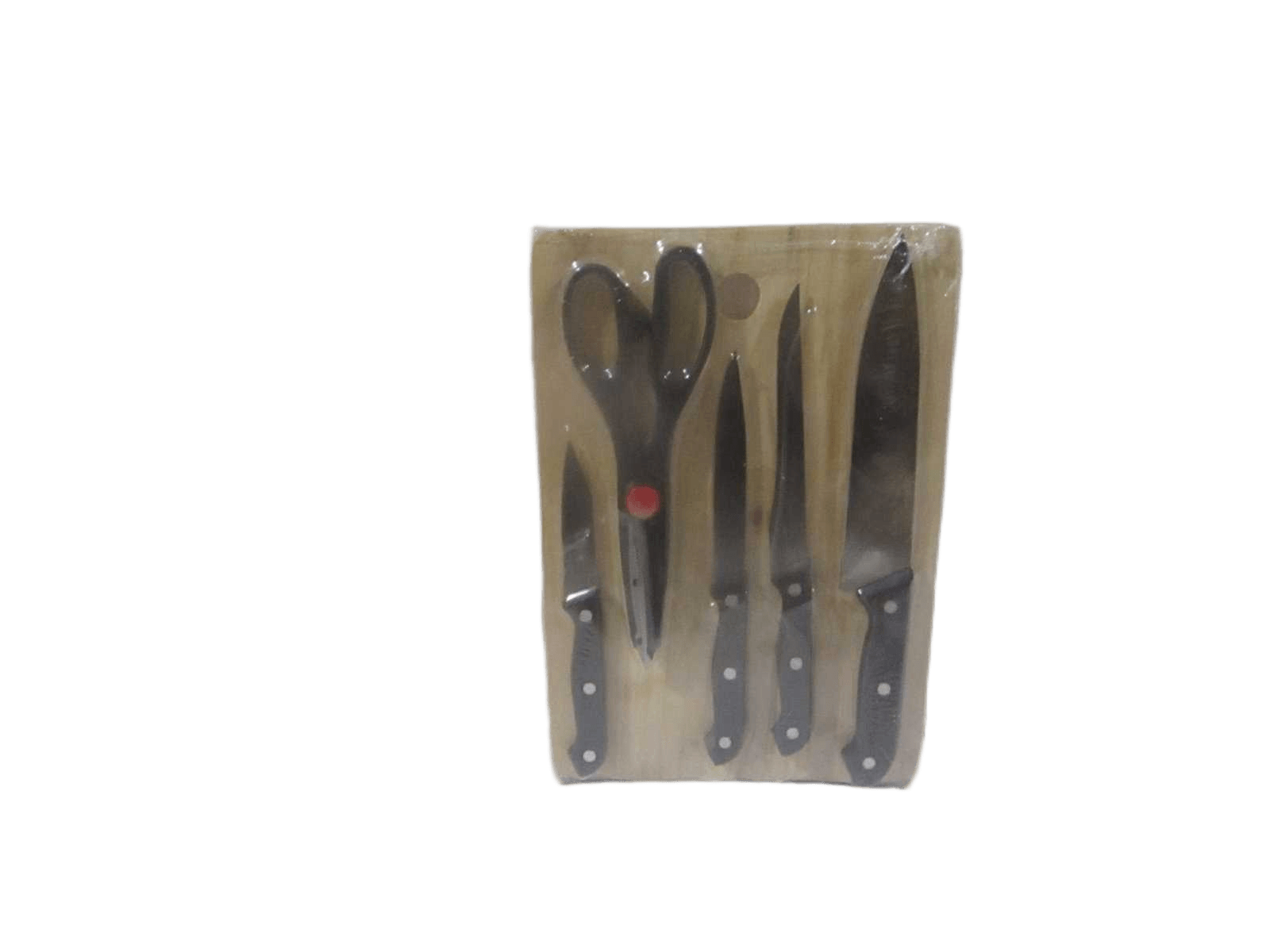 Cultery Set-6pcs Wood Cutting Board Plastic Handle, 2cr13 Stainless Steel Blister Packing