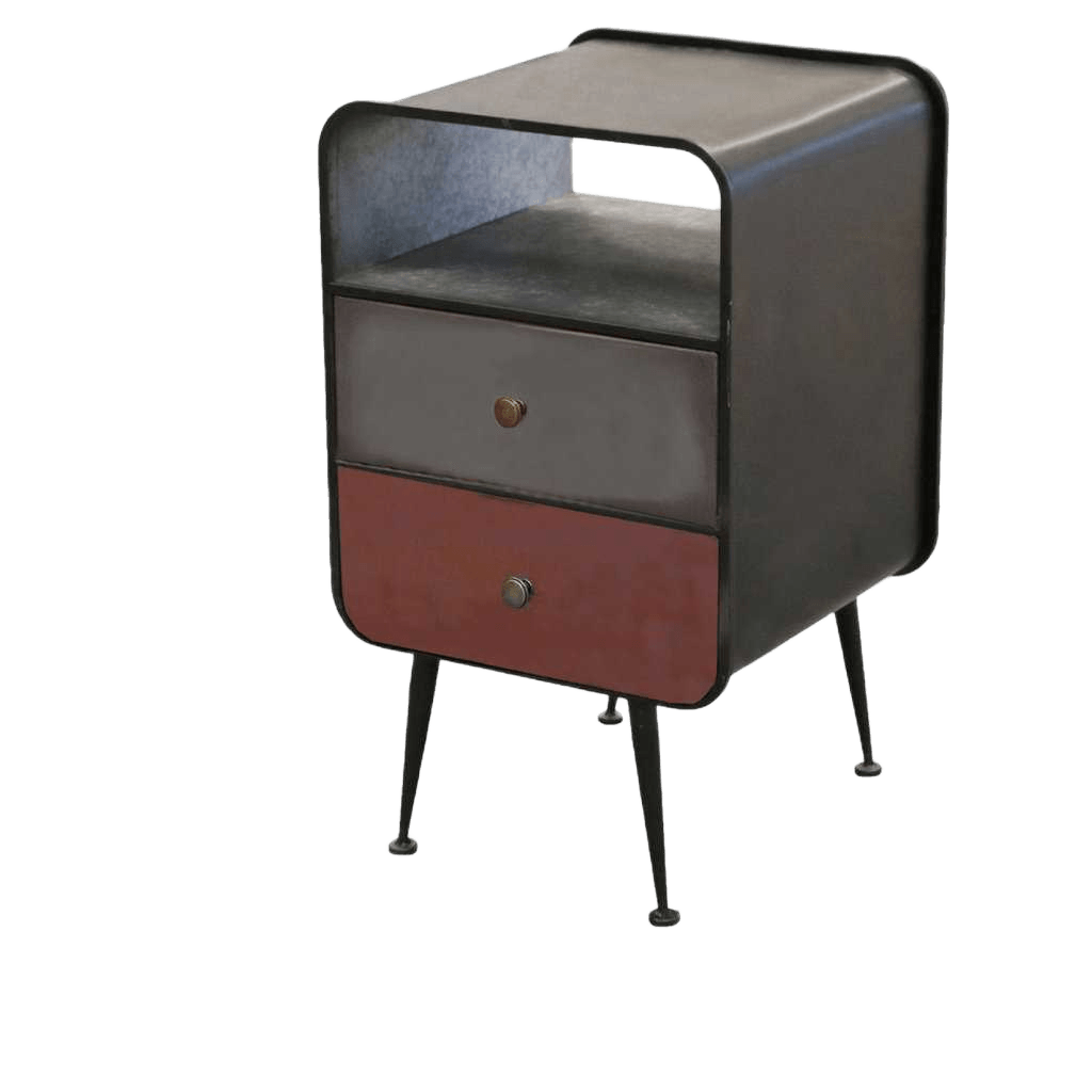 Side Cabinet Loft Metal Burgundy 2 Metal Drawers 40x40xh69cm