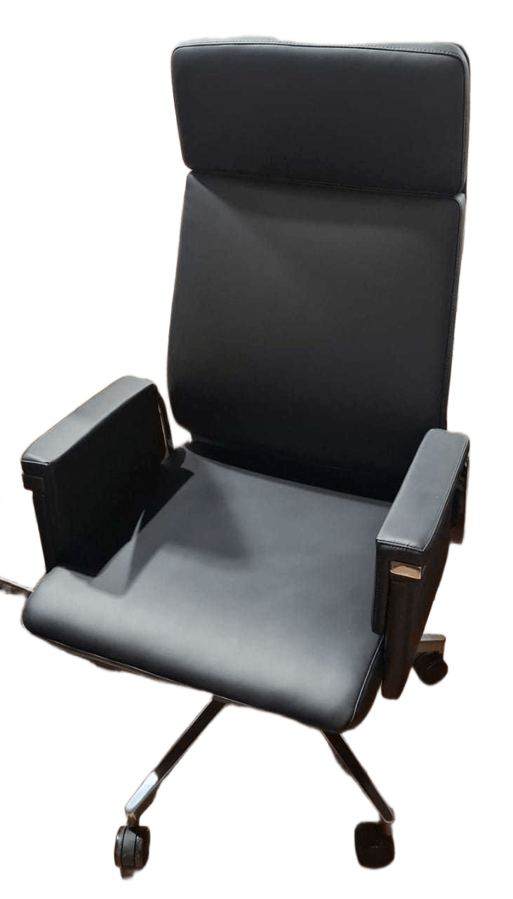 High Back Office Chair, Pu Synchronized Mechanism 4 Positions Locked Aluminum Base 700mm Tuv Class4 Chrome Gas Lift +pu Castors Black Al503-3061w*65d*113-121h