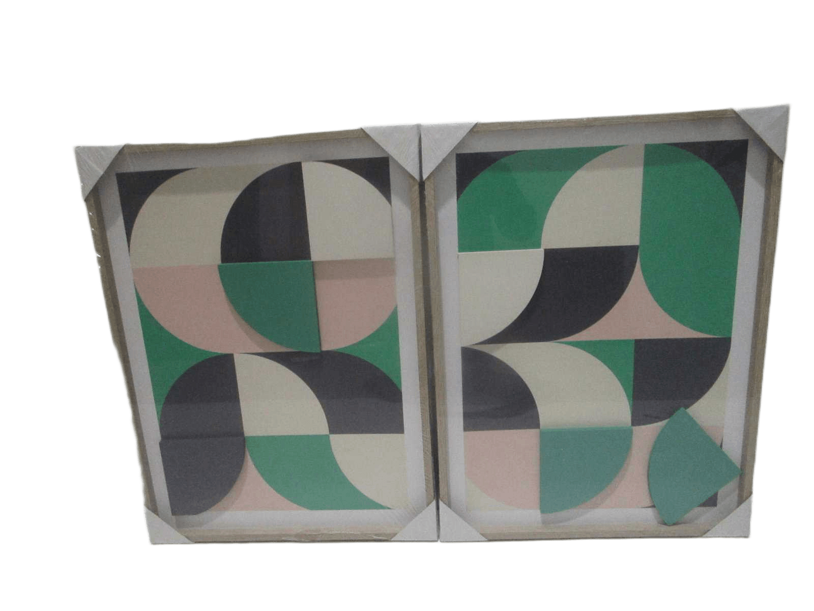 Canvas Printed 2 Assorted Wifh Mdf Back And Plastic Frame Geometric