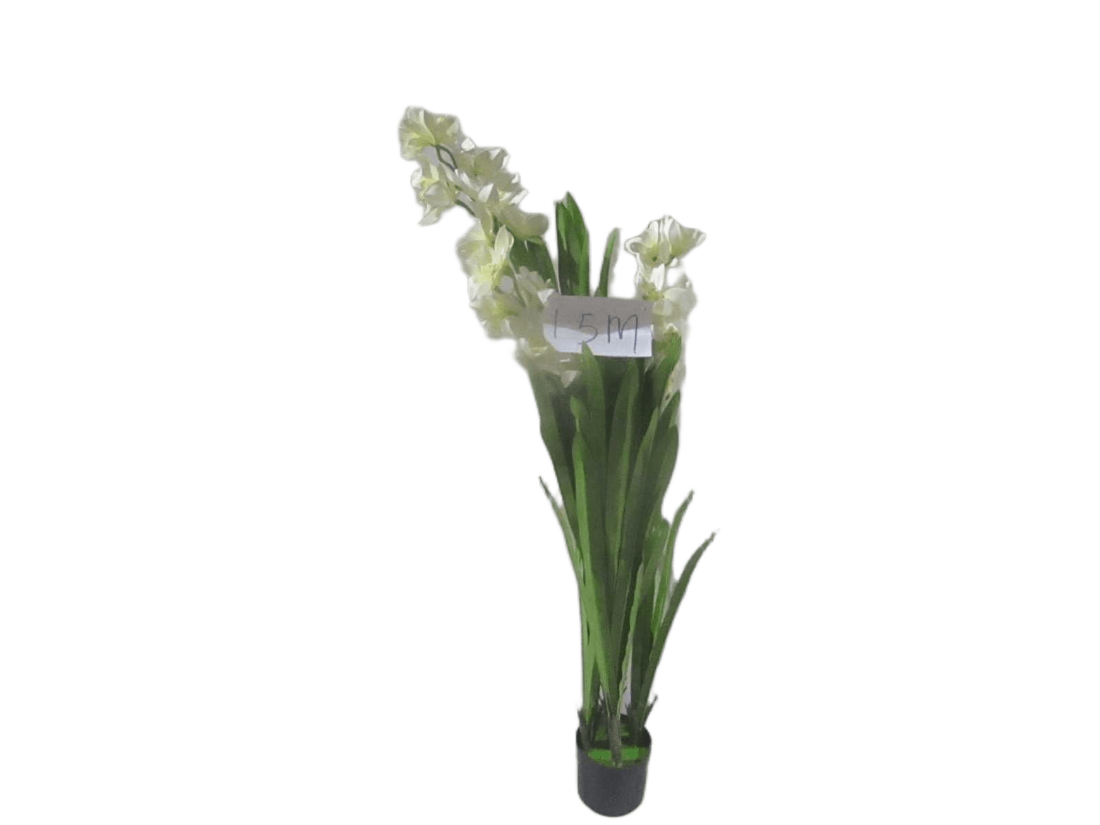 Artificial Plant 1.5m With Flower Pot 5 Pole 64 Leaves 30 Flower Green White Flower1.5m