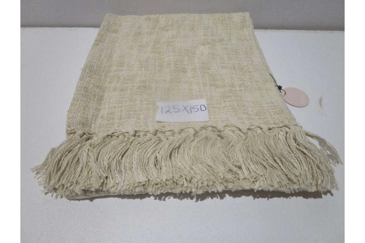 Throw 100% Cotton With Yeallow Weaving With Fringe