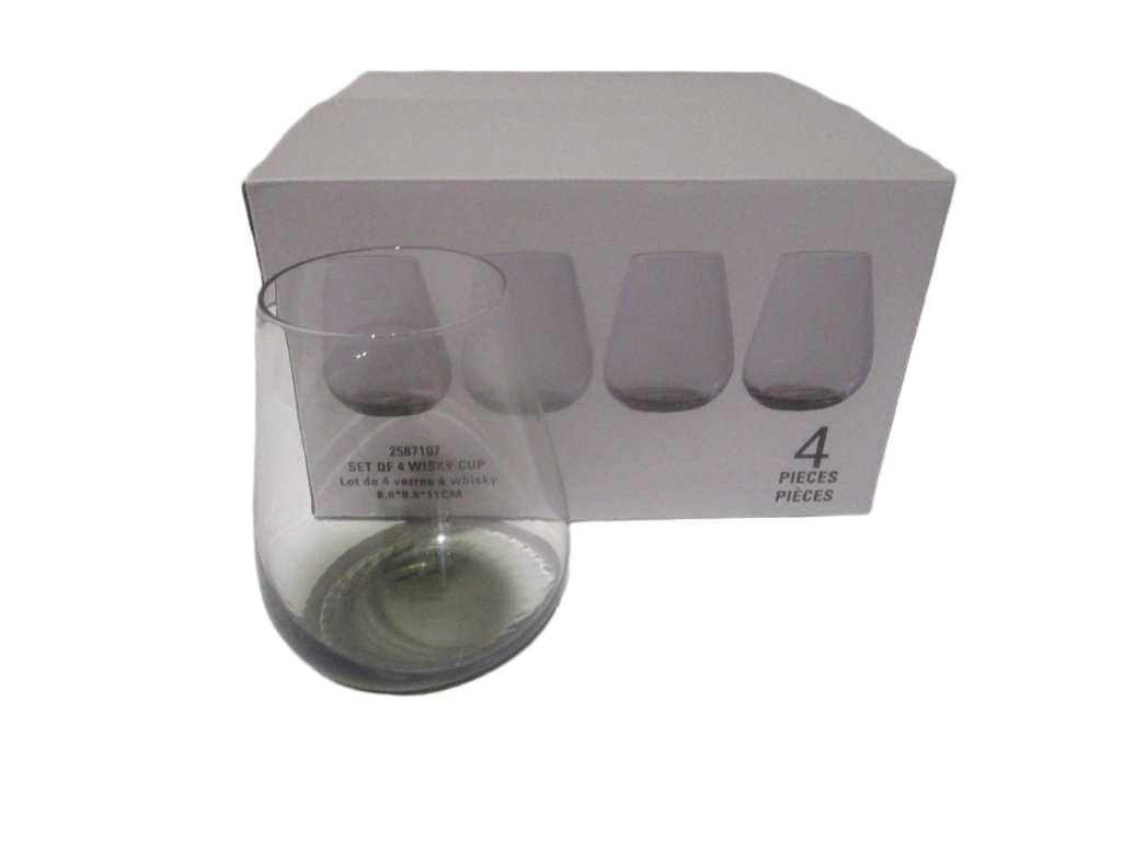 Wisky Cup Set Of 4 , Crystal Colorbox 'clear/Grey '8.8*h11