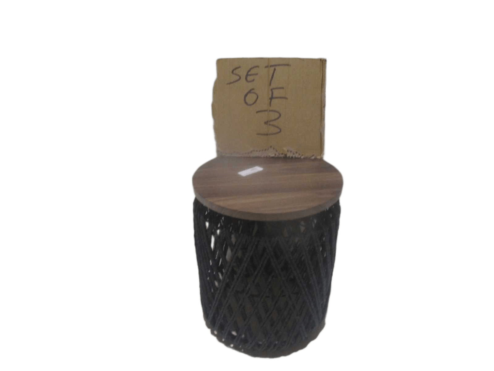 Coffee Tables Set Of 3 Mdf Top; Paper Cord Black 55*55*48 40*40*43 29*29*34