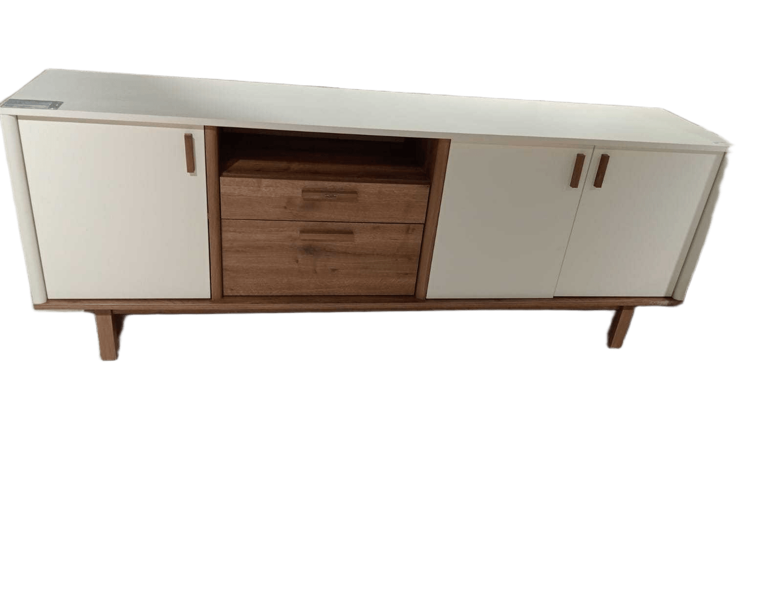 Console Calina With Mirror Full Melamine Body Walnut / White 210x46x79cm Mr: Diam 75cm