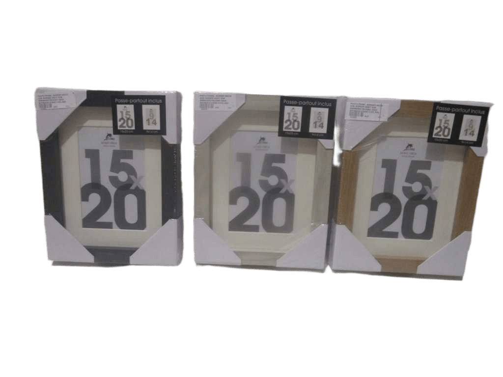 Photo Frame , Border Width 2cm, Border Hight 3cm Shrinking Packing 15x20 Withback Stand 3 Col Ass Walnut/Beige Wood/Black Wood 15x20 3cm 2cm