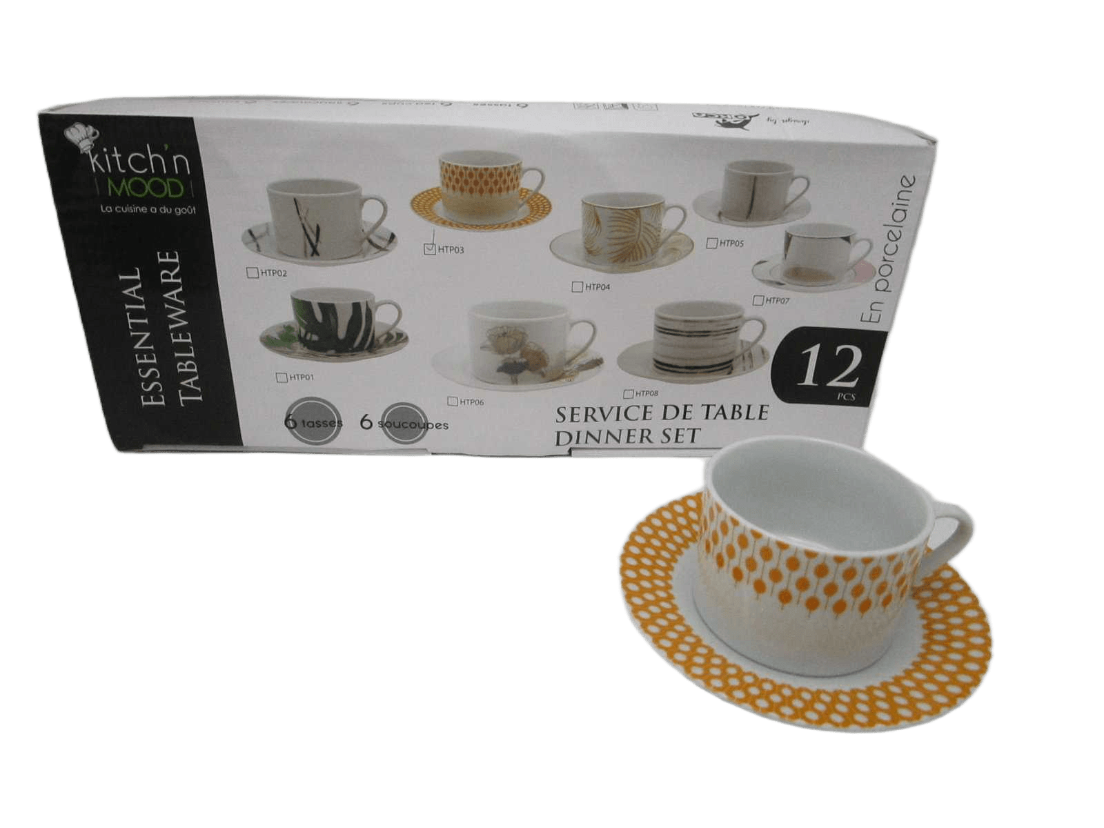 Round Tea Set 6 Cups + 6 Saucers Porcelain200cc Straight Cup&saucer