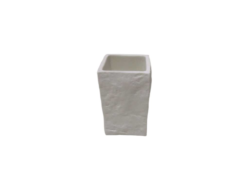 Cup Polyresin Carre Effet Pierre - White