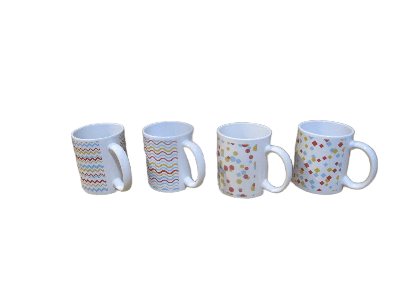 Cup-Stoneware 330ml 4 Design Ass Ceramic Point, Line