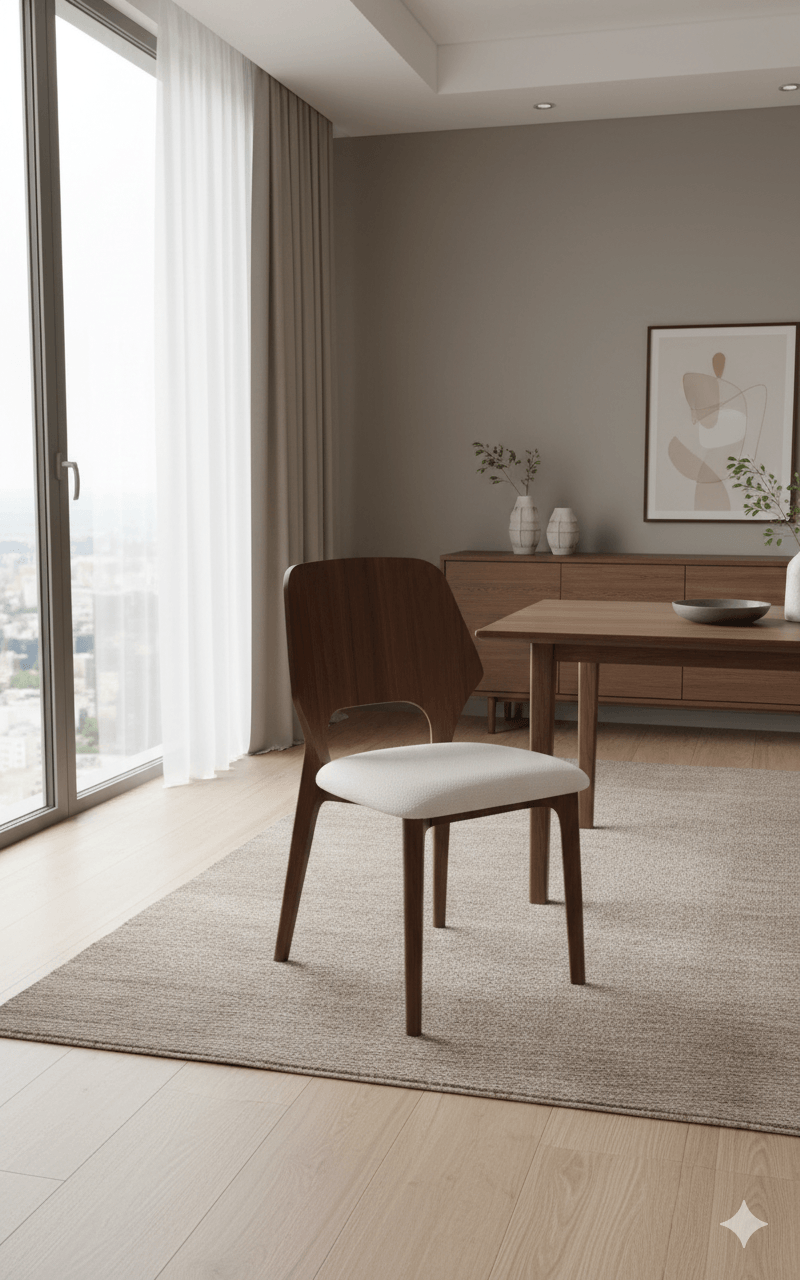 Dining Chair Wood Walnut Color Cream Sd221-12 840x485x535