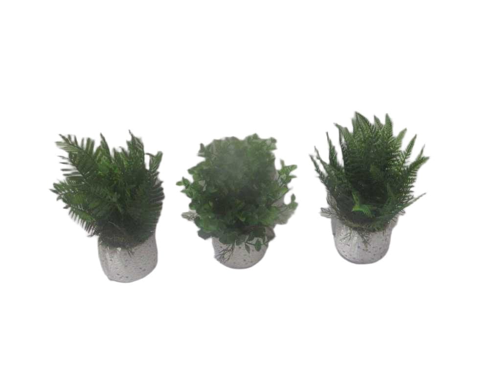 Pot Cement W Leaves, 3 Assorted 3 Assorted H24cm