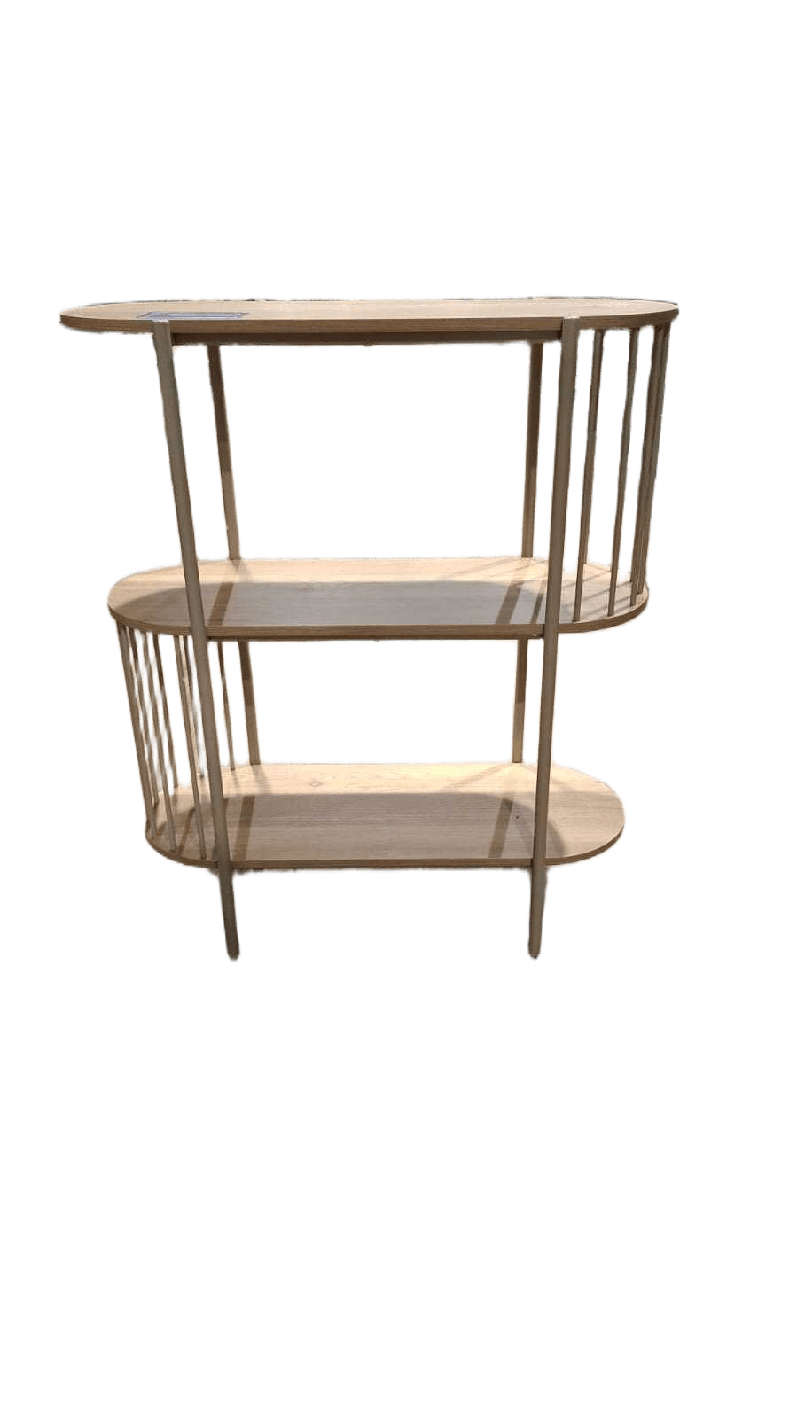 Bookshelf, 3 Levels Melamine, Iron Feet Iron Taupe Wood Oak 80*34*95